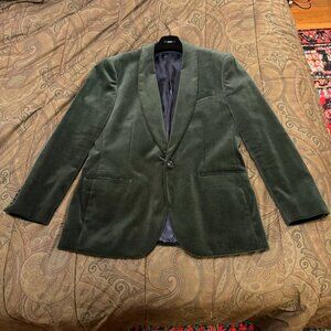 J. Crew Green Velvet Shawl Collar Blazer